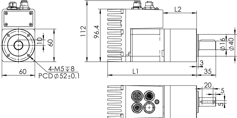 Dimension of MDXL61GN3 □ BP □□ / MDXL61GNM □ BP □□ Standard Heat Sink — IP65 Type